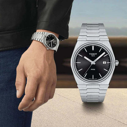 Tissot PRX Men’s Watch – Swiss Quartz, Black Dial, Stainless Steel