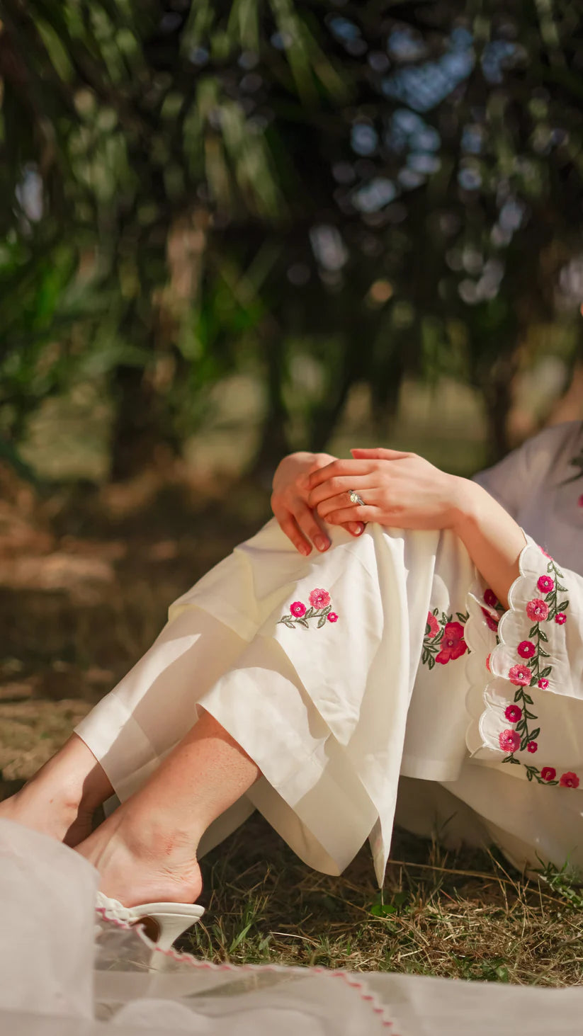 Embroidered Lawn Shirt by Komal, Plain Trouser Included